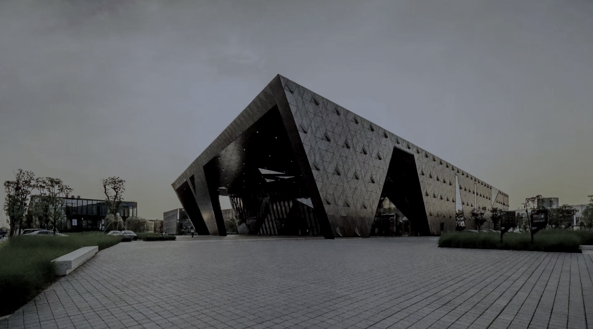 关键词：智慧园区，，，，科技建筑，，，深圳市鸿宝科技;描述：深圳市鸿宝科技智慧园区相关的现代化科技建筑外观，，，展现智慧园区的建筑风貌